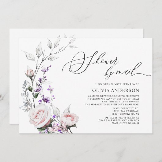 Rose mit Wasserfarbe Virtual Baby Dusche per Mail Einladung