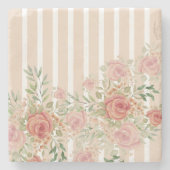 Rose mit Wasserfarben, handbemalt Steinuntersetzer (Vorderseite)