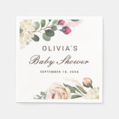 Rose mit Wasserfarbenrötung. Gartenblumendusche Serviette (Vorderseite)