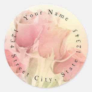 Rose mit weichem Pastell 2 Runder Aufkleber