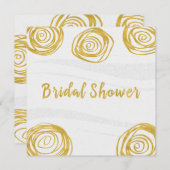 Rose mit weißem und goldfarbenem Swirl Modernes Br Einladung (Vorne/Hinten)