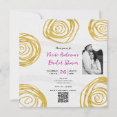 Rose mit weißem und goldfarbenem Swirl Modernes Br Einladung (Rückseite)