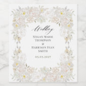 Rose mit weißem Wasser Hochzeit Weinetikett (Einzelnes Label)