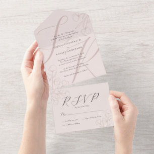 Rose Moderne Minimalistische Typografie Florale Ho All In One Einladung