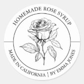 Rose Modernes Label Runder Aufkleber (Vorderseite)