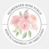 Rose Modernes Label Runder Aufkleber (Vorderseite)