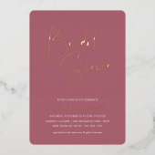 Rose | Modernes Minimalistisches Script-Brautparty Folieneinladung (Vorderseite)