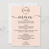 Rose Monogram Foto Wedelmenu Card Einladung (Vorderseite)