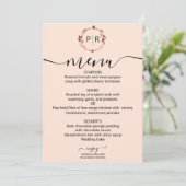 Rose Monogram Foto Wedelmenu Card Einladung (Stehend Vorderseite)