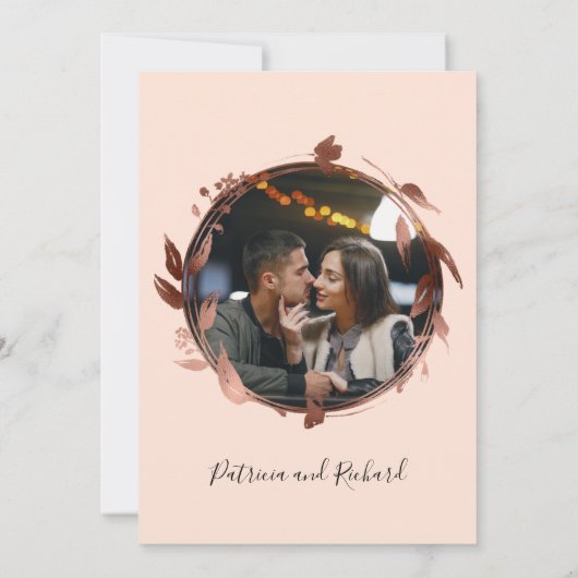 Rose Monogram Foto Wedelmenu Card Einladung (Rückseite)