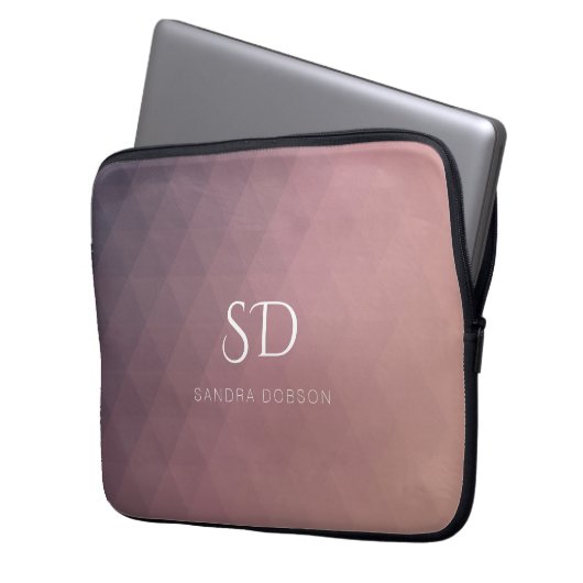Rose Monogram und Name Simple Laptop Sleeve (Vorderseite Links)