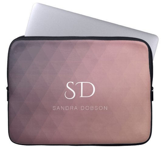 Rose Monogram und Name Simple Laptop Sleeve (Vorderseite)