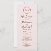 Rose Monogram Wedding Zeremony Programm 4x9 Card (Vorderseite)