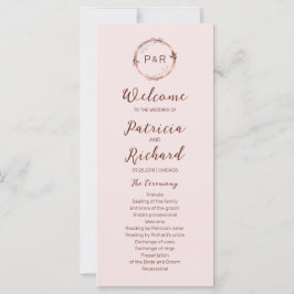 Rose Monogram Wedding Zeremony Programm 4x9 Card
