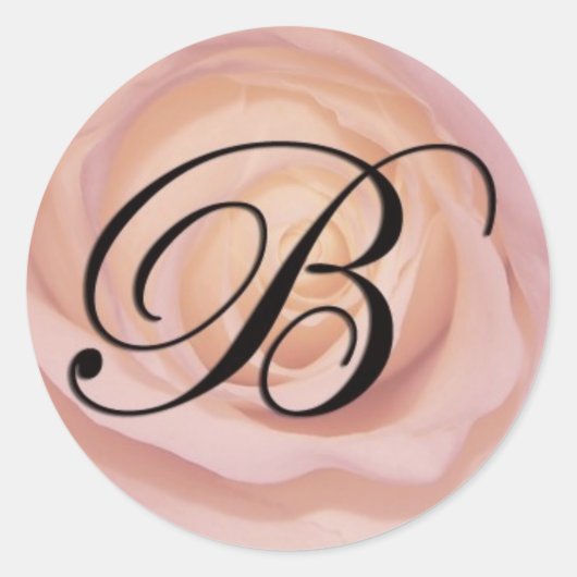 Rose Monogramm B Runder Aufkleber (Vorderseite)