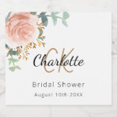 Rose-Monogramm-Brautparty Schaumweinetikett (Einzelnes Label)