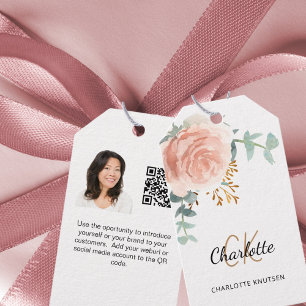Rose monogramm Business QR Foto Instagramm Tag Geschenkanhänger