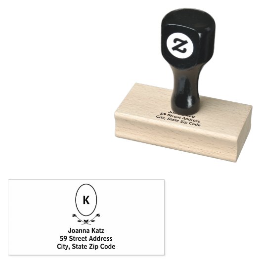 Rose Monogramm-Rücksendeadresse Gummistempel (Stempel)