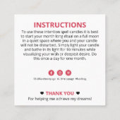 Rose Moon Crystal Candle Intention Zauber Quadratische Visitenkarte (Rückseite)