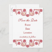 Rose Motif Ankündigungspostkarte (Vorne/Hinten)