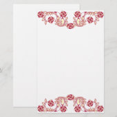 Rose Motif Briefpapier (Vorne/Hinten)