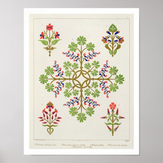 Rose Motiv Tapete Design, gedruckt von M. & N. Ha Poster (Vorne)