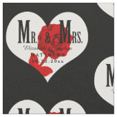 Rose Mr. und Mrs. Wedding Black Heart Template Stoff (Nahaufnahme)