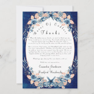 Rose Muschel Watercolor Chic Beach Marine Hochzeit Dankeskarte