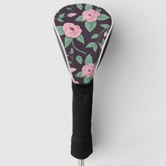 Rose-Muster der handgezogenen rosa Feder Golf Headcover (Vorderseite)