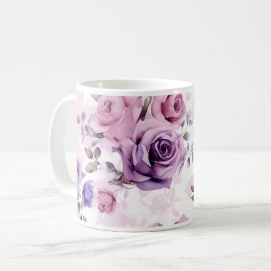 Rose Muster Kaffeemaschine Tasse (Vorderseite Links)