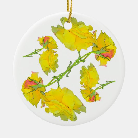 Rose Muster. Keramik Ornament (Vorne)