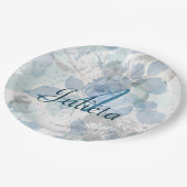 Rose Muster Luxusdesign Monogram Pappteller (Schrägansicht)