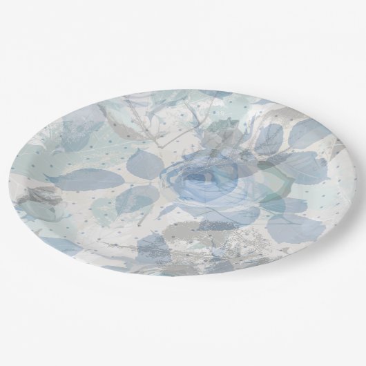 Rose Muster Luxusdesign Pappteller (Schrägansicht)