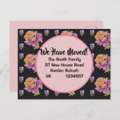 Rose Muster neue Adresse Postkarte, wir bewegen un Postkarte (Vorne/Hinten)