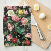 Rose Muster Rosa und Rot Geschirrtuch (Viertel Falte)