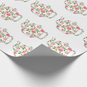 Rose Muster Wasserfarben Teapot Geschenkpapier (Ecke)