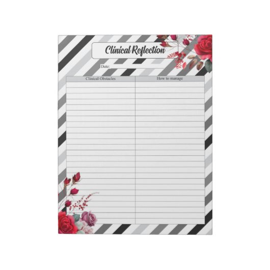 Rose n Streifen_ Klinische Reflektion Notizblock (Rotiert)