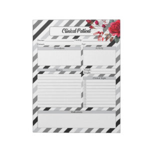 Rose n Streifen_ Klinischer Patient Notizblock