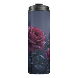 Rose nachts unter dem Mond Thermosbecher