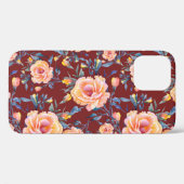 Rose, nahtlos, rotes Hintergrundmuster Case-Mate iPhone Hülle (Rückseite (Horizontal))