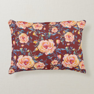 Rose, nahtlos, rotes Hintergrundmuster Dekokissen