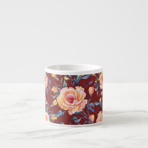 Rose, nahtlos, rotes Hintergrundmuster Espressotasse