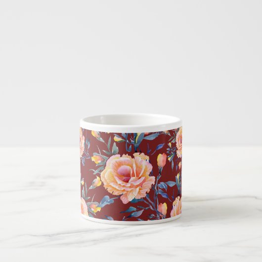 Rose, nahtlos, rotes Hintergrundmuster Espressotasse (Vorderseite)