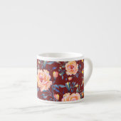 Rose, nahtlos, rotes Hintergrundmuster Espressotasse (Vorderseite Rechts)