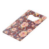 Rose, nahtlos, rotes Hintergrundmuster Geldbeutel Flaschenöffner (Rückseite Schrägansicht)