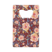 Rose, nahtlos, rotes Hintergrundmuster Geldbeutel Flaschenöffner (Rückseite)