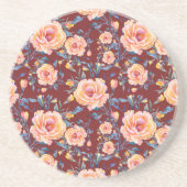 Rose, nahtlos, rotes Hintergrundmuster Getränkeuntersetzer (Vorne)