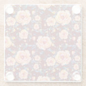 Rose, nahtlos, rotes Hintergrundmuster Glasuntersetzer (Rückseite)