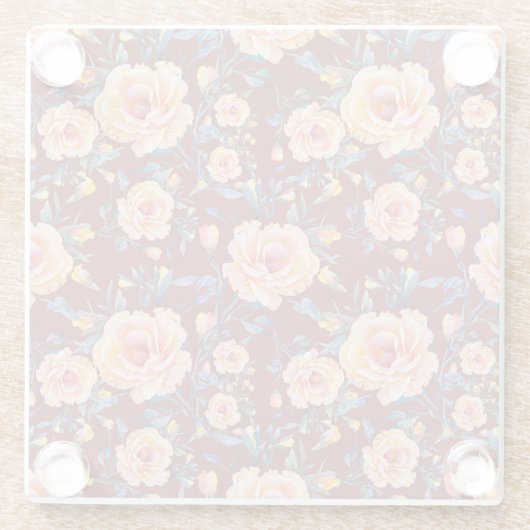 Rose, nahtlos, rotes Hintergrundmuster Glasuntersetzer (Rückseite)