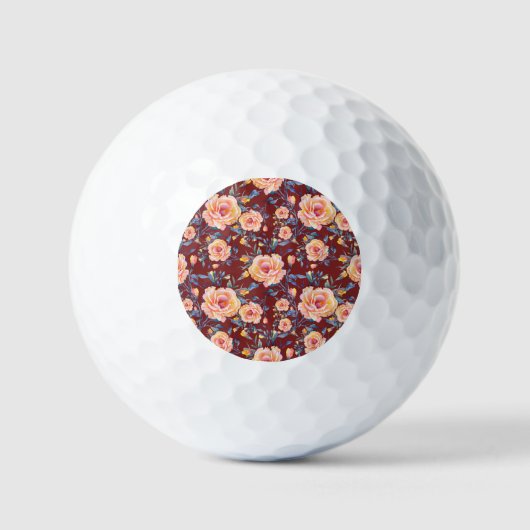 Rose, nahtlos, rotes Hintergrundmuster Golfball (Vorderseite)